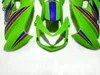 Бесплатные пользовательские обтекательные набор для Kawasaki Ninja 650R ER-6F 2006 2007 2008 Green Blue Blue мотоцикл Комплекты 06 07 08 ER6F 650R