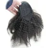Brasilianska Human Virgin Remy Kinky Curly Penytail Hair Extensions Clip Ins Afrikansk Human Ponytail Förlängning Naturlig Black 1B För Svarta Kvinnor