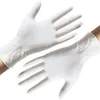 Nytt disponibelt pulverfritt granulärt vita nitrilhandskar Hushållens sanitära rengöringshandskar Hushållens fläckbeständiga handskar T3i5776