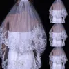 Ślubna cekinowa zasłona 2 warstwy koronkowe krawędź z czesaną zasłoną białą kość słoniową Woła ślubna Tiul Velos de novia Bridal Hair Akcesoria CH7324510