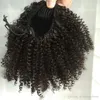 Menselijk Haar Short Afro Kinky Curly Pony Tail Hair Extension 120g Hoge Bladerdeeg Afro Paardenstaarten Trekkoord Paardenstaart (Black-1B)