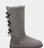 Avustralya Moda Önyükleme Tasarımcısı Kadın Gerçek İnek Bölünmüş Bailey Bowknot Bow Snow Boot Ayakkabıları