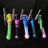Colorful Silicone Nectar Collector Smoking Pipes Accessories With 14mm Titanium Tip Nail Silicone Caps Concentrate Oil Rigs Dab Straw Starter Kits