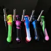 Acessórios para cachimbos para cachimbos, coletor de néctar de silicone colorido, com ponta de titânio de 14 mm, tampas de silicone para unhas, plataformas de petróleo concentradas, kits iniciais de canudo