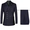 Siyah / Lacivert Damat Smokin Kruvaze Groomsmen Düğün Smokin Moda Erkekler Örgün İş Blazer Ceket Suit (Ceket + Pantolon + Kravat) 1295