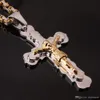 Men Chain Christian Jewelry Gift Vintage Cross Crucifix Jesus Piece Pendant Necklace Silver Gold Color Stainless Steel Byzantine