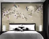 Beibehang خلفيات جدارية ماغنوليا رسمت باليد زهرة الدقيقة والطيور التلفزيون خلفية جدار الزخرفية اللوحة 3d خلفيات