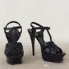 -R صندل منصة Tribute Sandals T الحزام العالي الكعب الصنادل سيدة الأحذية حذاء الأحذية 10 سم 14 سم مع صندوق الولايات المتحدة 4-11258O