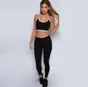 Women Slim Yoga Sets Sleeveless Exercise Shirts Gym Clothes Spandex Running Tights Women Sports Leggings Fitness Yoga