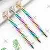 NEW Big Diamond Crystal Ballpoint Pens Rainbow Metal Gradient Pen School Office Writing Supplies Business Pen Stationery Student Gift