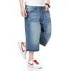 30-46 Mens Loose Baggy Denim Shorts Jeans Hip Hop Half Pants Cargo Skateboard Pant Oversize Plus Summer 6Colors
