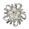1.4 pouces Vintage Rhodium ton argent cristal et crème perle fleur mariage Bouquet broche broches livraison gratuite