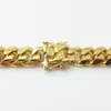 Polerad 18K guldpläterad Höglänk Halsband Män Punk 14mm Curb Chain Dragon-Beard Clasp 24 "/ 26" / 28 "/ 30"