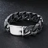 Punk vintage hiphop curb kubansk kedja armband män rostfritt stål mystisk symbol charm cykel biker pulseira maskulina tungt bangle smycken