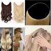 2019 20 Inches 100 Real Natural Invisible Wire In Synthetic Hair Extensions No Clip With Secrect Line Easy9396784