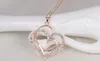 Sommer Stil Kristall Doppel Herz Anhänger Halskette Rose Gold Luxus Liebe Halsketten Valentinstag Hochzeit Schmuck