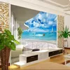 5D Space Stor väggmålningstarka Balkong Sunnig Seaside Landscape For Living Room Matsal Hall Tjock Nonwoven Type4425501