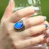 Handgjord Antik Silver Plated Mood Alloy Ring Högkvalitativ Party Focus Color Change Rings MJ-RS019