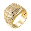 Personalisierte Hochzeit Verlobungsringe für Männer Schmuck Gold Weißgold Überzogene Mens Diamant Finterring Euro Out Mann Square Pinky Bijoux Geschenke Großhandel