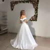 Personalizado off ombro mangas curtas vestidos de noiva 2022 lace-up volta varrer trem trem uma linha vestidos de noiva casamento