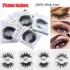 Pestañas postizas 5D Pelo de visón suave 25mm Tira completa Pestañas Wispy Fluffy Pestañas largas Herramientas de maquillaje de ojos Extensiones de pestañas hechas a mano