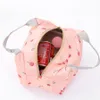 女性のための再利用可能なランチバッグの断熱キャンバスストライプピクニックキャリーケースサーマルポータブルランチバッグ