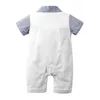 Pasgeboren rompertjes katoen revers kraag korte mouw romper baby baby jongen ontwerper kleding peuter rompertjes voor 0-24 maanden