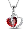 Free ship ePacket Platinum beautiful heart women's necklace Heart Crystal Pendant DAN83 mix order Pendant Necklaces