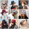 Fedora Hat Men Man Romemating Woolen Winter Women felt帽子男性ファッションブラックトップJazz Hat Fedoras Chapau Sombrero Mujer