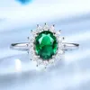 UMCHO Emerald Gemstone Ringen voor Dames Prinses Diana Ring Solid 925 Sterling Zilver Vintage Engagement Party Gift Fijne Sieraden Y19051602