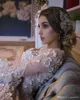 Bescheidene muslimische A-Linie Brautkleider mit langen Ärmeln, Spitze, 3D-Blumenapplikationen, Hofzug, Vestido de Noiva, Hochzeitskleid, Brautkleider