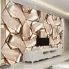 Yapışkan Duvar Duvar Kağıdı Modern 3D Özet Geometri Altın Metal Desen Fotoğraf Duvar Kağıdı Salon KTV Su geçirmez Tuval