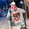 Dżinsowa kurtka męska graffiti dżinsowe kurtki streetwear 2019 Nowy jesienny hip -hop swobodny patchwork zgrane punkowe dżinsy płaszcze wierzchnia wierzchnia