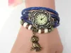 Mode retro lederen wikkeling armband horloge met legering uil hanger polshorloge touw weven dierlijk tag vrouwen horloges