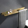 Estante de baño, estante de ducha de baño de latón, estante de ducha, soporte de baño, tipo de inserción de perno, toallero dorado, estante de esquina, accesorios de baño