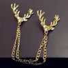 Promotional price Deer Head Chain Tassel Brooch Lapel Pin Shirt Collar pin Fashion Jewelry for Women Men Will and Sandy Drop Ship