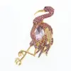 10 -stcs/lot Vintage Gold Tone Elegant Flaningo -broches Rhinestone Crystal Animal Bird Broche Pin