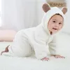 Spring Autumn Baby Clothes Flannel Baby Boy Clothes Cartoon Animal 3D Bear Ear Romper Jumpsuit Warm Newborn Infant Romper