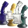 Narghilè da 3,5 pollici 10mm 14mm Mini vetro Bong Water Pipes con verde blu giallo chiaro becher a mano femminile Recycler Dab Rig Bong