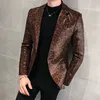 Giacca in pelle Costumi di scena per cantanti Cappotto sciolto Blaser Homens Terno Masculino Autunno Leopard Print Mens Blazer Skin Suit