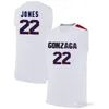 Gonzaga Bulldogs College #22 Jeremy Jones Basketball Jersey #3 Johnathan Williams #4 Mathews Mens Stitched Custom Number Name Jerseys