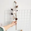 4頭の人工綿の枝ブーケシミュレーションのためのドライフラワーブランチのためのドライフラワーブランチの花の装飾の壁の偽の花