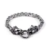 Royal Link Chain Bracelet Men Stainless Steel SilverGoldBlack Double Lion Head Charm Bracelets Jewelry8323096