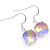 LUCKYSHINE 925 Sterling Zilveren Ketting Voor Vrouwen Hangers Oorbellen Sieraden Set Kerstmis Nieuwjaar Gift Set Ronde Rainbow Bi Colored Tourmaline