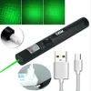200mile USB-uppladdningsbar grön laserpekare astronomi 532nm Grande Lazer Pen 2in1 Star Cap Beam Light Inbyggd Batteri Pet Toy