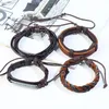 12st Let Stylish Men's Leather Charm Armband Punk Multilayer Handmade Diy Leather Braid Hemp Armets Women's Jewel279D