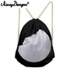 Designer-noisydesigns schwarz weiß gebrochen moon gedruckt kordelzug rucksack für männer frauen schultaschen travel rucksack unisex pouch mochila