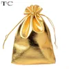 50 unids / bolsa multifuncional 7x9cm 9x12cm 10x15cm joyería ajustable Embalaje de plata / colores de oro Bolsa de terciopelo de cordón, bolsas de regalo de boda