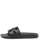 MENS WOMENS UNISEX Black Cut-Out Rubber Sliders Luxe Pool Flat Slippers With Designer-Stemped Sole Euro 35-46