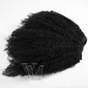 Hot Selling 160g Natural color Hair Clip In Peruvian Virgin Human Hair 4A 4B 4C Afro Kinky Curly Extensions